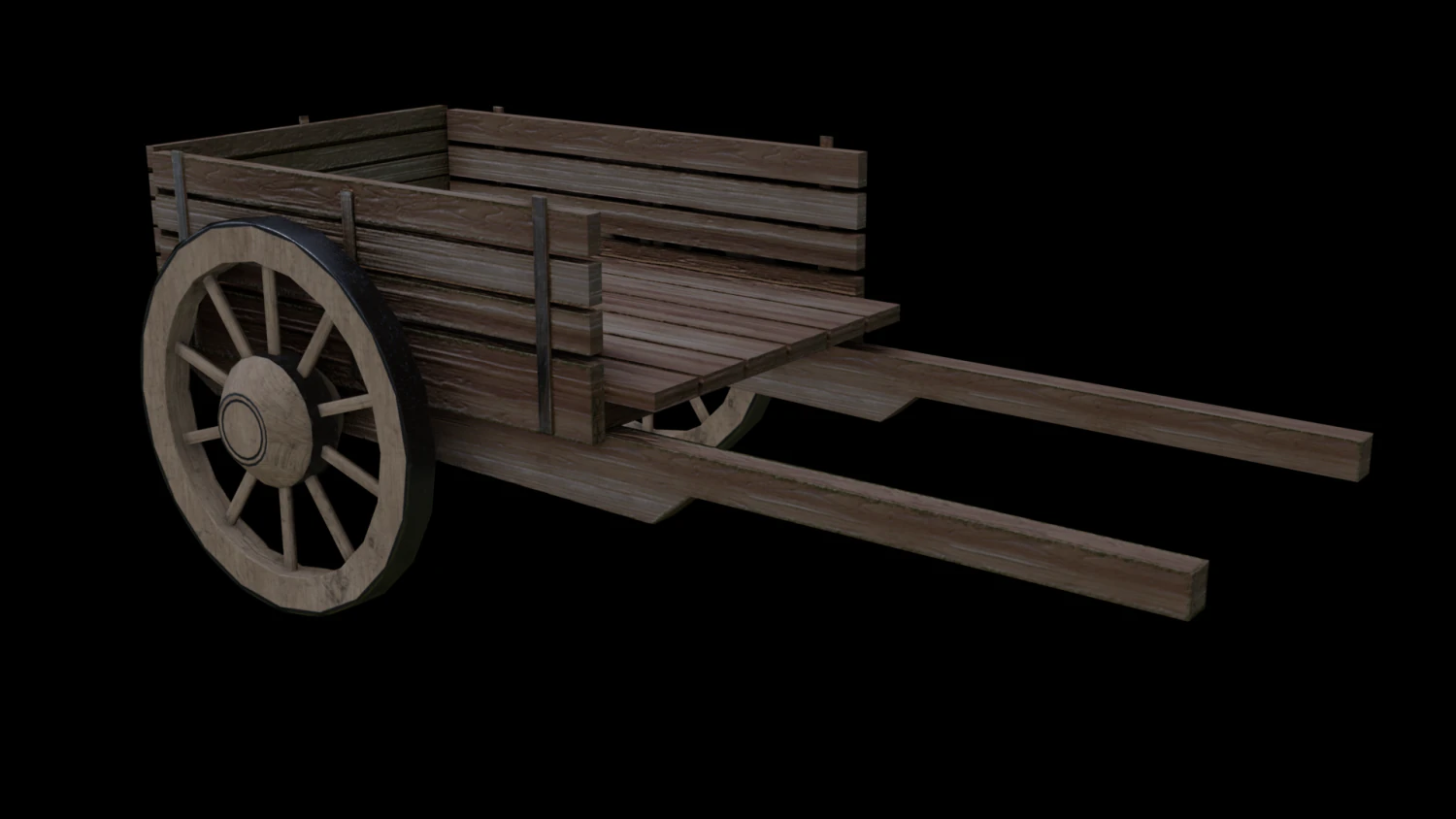 wooden cart low poly 3D Model .c4d .max .obj .3ds .fbx .stl .blend 