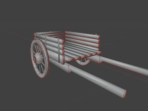 wooden cart low poly 3D Model