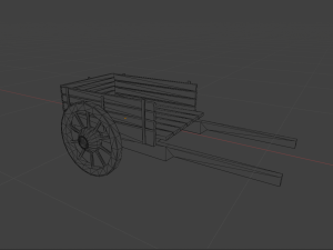 wooden cart low poly Modelo 3D