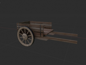 wooden cart low poly Modelo 3D