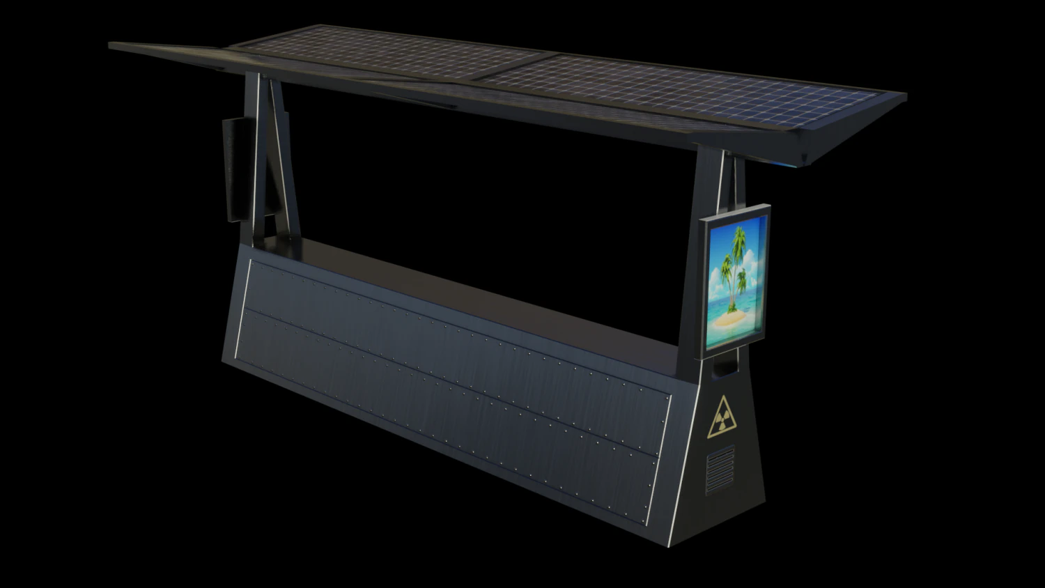 solar bus stop free low-poly 3D Model .c4d .max .obj .3ds .fbx .stl .blend 