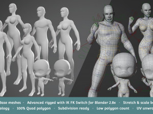 base meshes character starter kit rig 3D Model