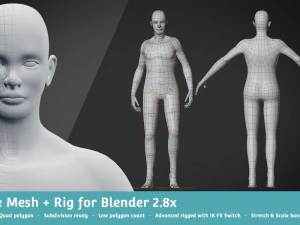 base meshes character starter kit rig 3D Model
