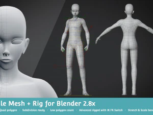 base meshes character starter kit rig 3D Model