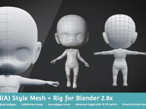 base meshes character starter kit rig 3D Model