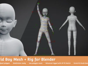 base meshes child starter kit rig 3D Model