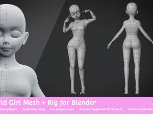 base meshes child starter kit rig 3D Model
