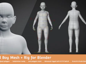 base meshes child starter kit rig 3D Model