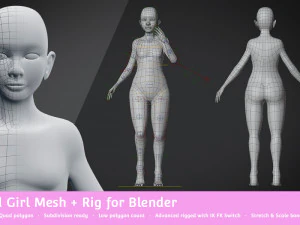 base meshes child starter kit rig 3D Model