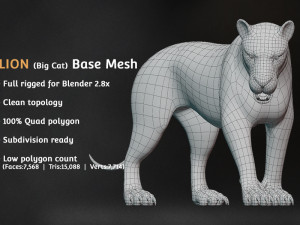 lion big cat base mesh 3D मॉडल