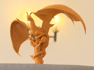 dragon on broken tree 3D Print Model