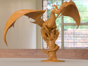 dragon on broken tree 3D Print Model
