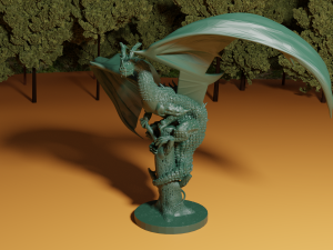 dragon on broken tree 3D Print Model