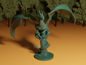 dragon on broken tree 3D Print Model