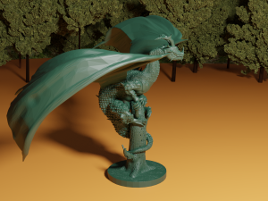 dragon on broken tree 3D Print Model