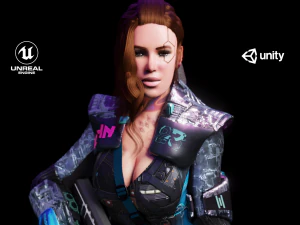 Garota de a&ccedil;&atilde;o cyberpunk de fic&ccedil;&atilde;o cient&iacute;fica adrestia-rigged Modelo 3D
