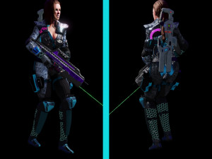 Sci fi cyberpunk action girl adrestia-rigged Modelo 3D