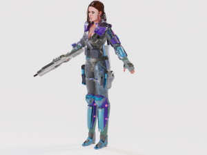 Sci fi cyberpunk action girl adrestia-rigged Modelo 3D