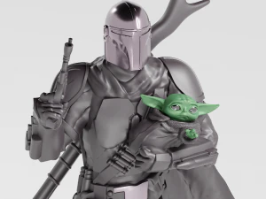 baby yoda and the mandalorian 3D Print Model