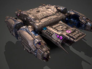 बैटल स्पेसशिप एस्सेनोर-रिग्ड 3D मॉडल