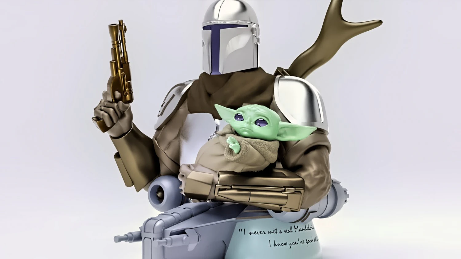 baby yoda and the mandalorian bust 3d print model 3D Print Model .c4d .max .obj .3ds .fbx .stl .blend 
