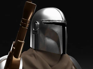 baby yoda and the mandalorian bust 3d print model 3D Print Model