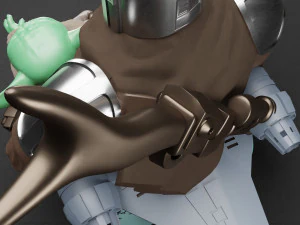 baby yoda and the mandalorian bust 3d print model 3D Print Model