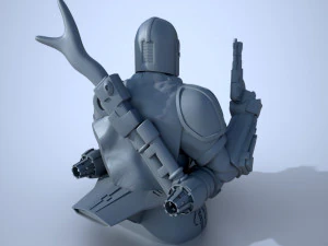 baby yoda and the mandalorian bust 3d print model 3D Print Model