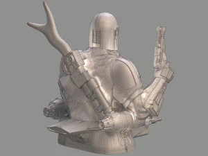 baby yoda and the mandalorian bust 3d print model 3D Print Model