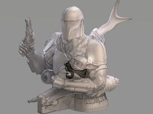 baby yoda and the mandalorian bust 3d print model 3D Druckmodell
