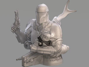 baby yoda and the mandalorian bust 3d print model 3D Print Model