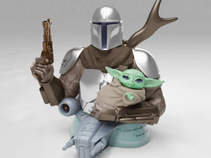 baby yoda and the mandalorian bust 3d print model 3D Print Model