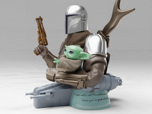 baby yoda and the mandalorian bust 3d print model 3D Druckmodell