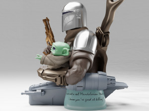 baby yoda and the mandalorian bust 3d print model 3D Druckmodell