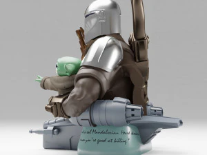 baby yoda and the mandalorian bust 3d print model 3D Print Model