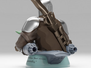 baby yoda and the mandalorian bust 3d print model 3D Druckmodell