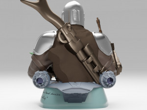 baby yoda and the mandalorian bust 3d print model 3D Druckmodell