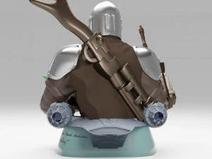 baby yoda and the mandalorian bust 3d print model 3D Print Model