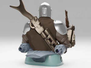 baby yoda and the mandalorian bust 3d print model 3D Print Model