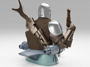 baby yoda and the mandalorian bust 3d print model 3D Druckmodell