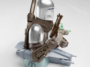 baby yoda and the mandalorian bust 3d print model 3D Druckmodell
