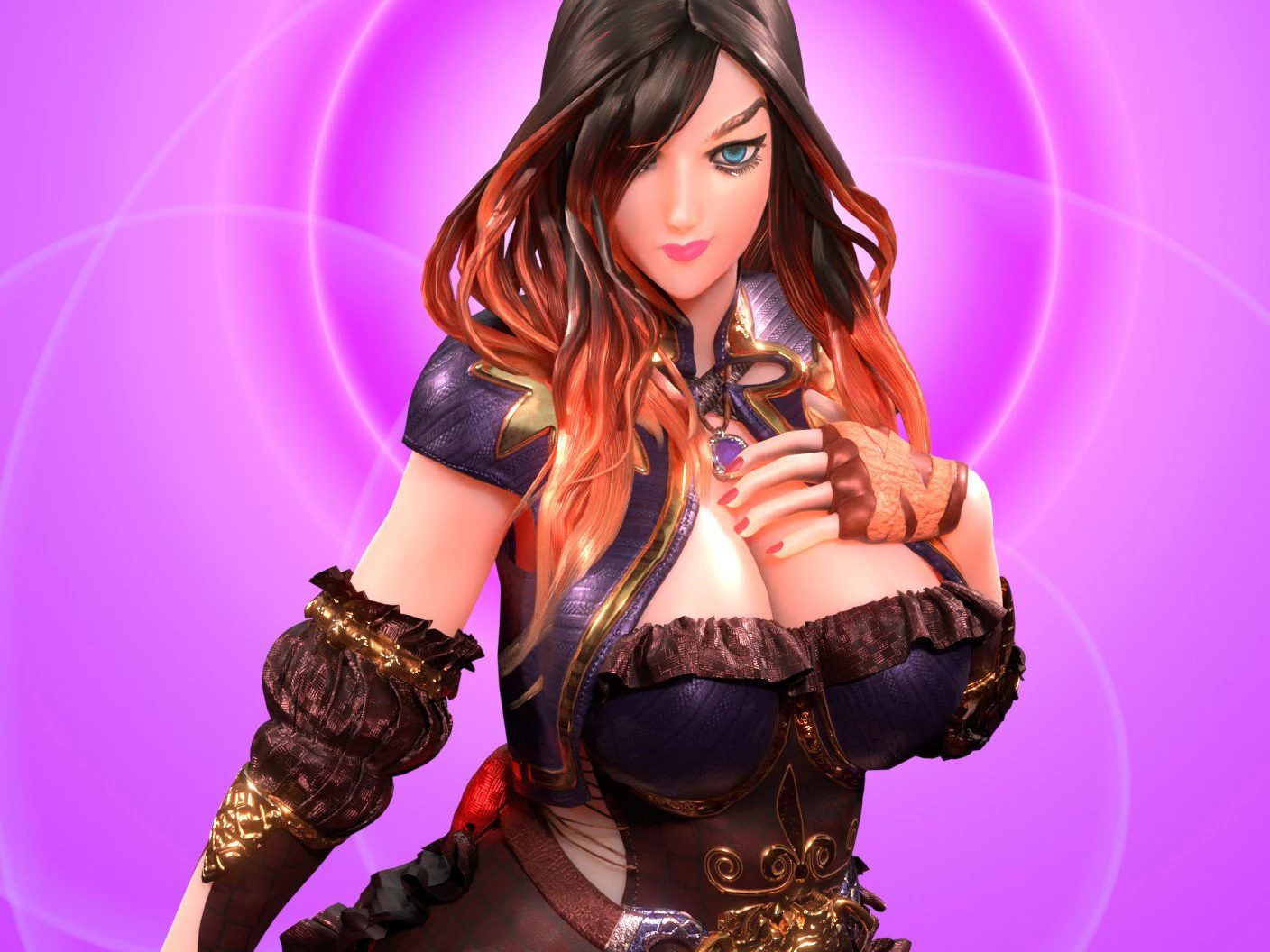 Anime Fantasy Sorceress Nienke Rigged 3D Model .c4d .max .obj .3ds .fbx .stl .blend 