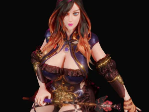 Anime Fantasy Sorceress Nienke Rigged 3D Model