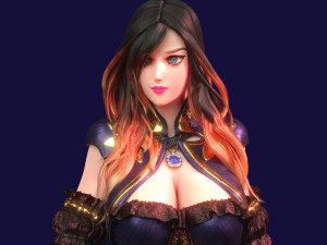 Anime Fantasy Sorceress Nienke Rigged 3D 모델