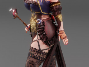 Anime Fantasy Sorceress Nienke Rigged 3D 모델