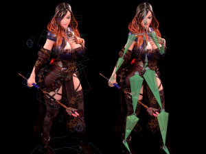 Anime Fantasy Sorceress Nienke Rigged 3D Model