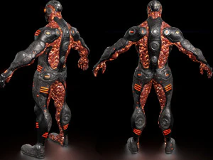 MechOrg Humanoid Cyborg Creature Rigged 3D Character 3D Model