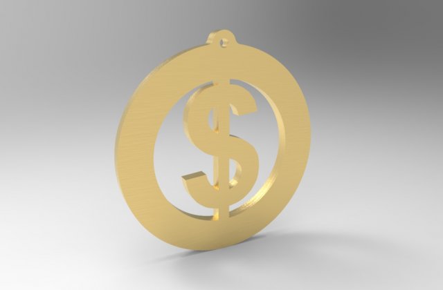 dollar sign necklace pendant 3D Print Model .c4d .max .obj .3ds .fbx .stl .blend 