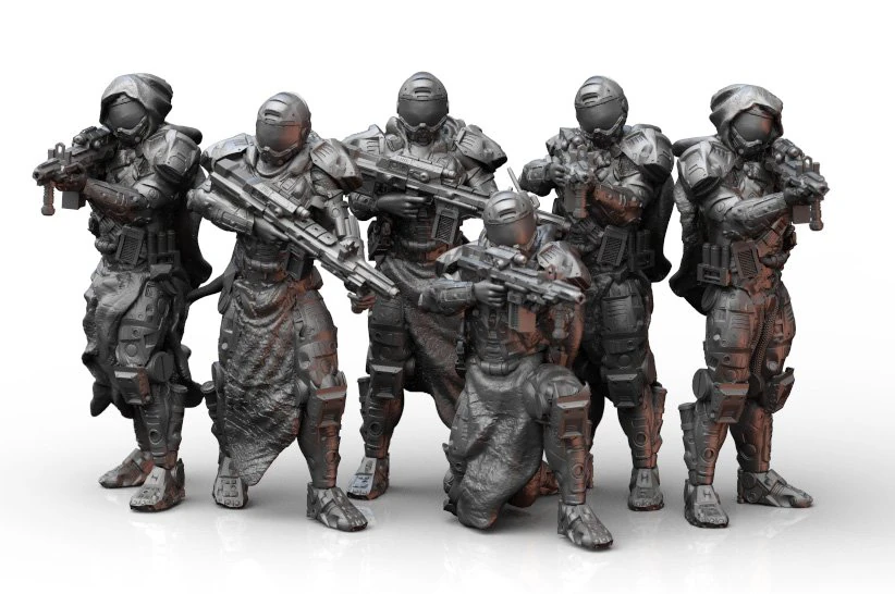 Sci-Fi-Infanterie-Kader-Miniaturen 3D-Druckmodell 3D Druckmodell .c4d .max .obj .3ds .fbx .stl .blend 