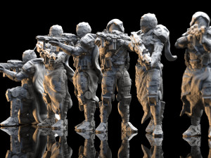sci fi infantry squad miniatures 3d print model 3D 프린트 모델